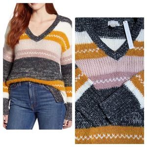 Caslon V-neck Multi Stripes Sweater